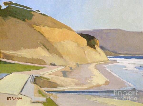 Torrey Pines State Beach Poster featuring the painting Cliffs of Torrey Pines State Beach by Paul Strahm