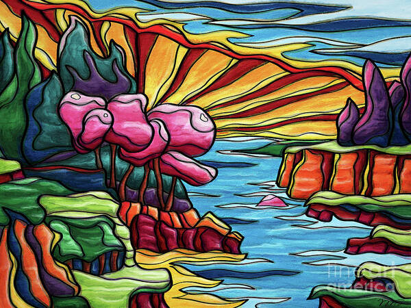 Colorado River Poster featuring the painting Colorado naive landscape, Colorado river by Nadia CHEVREL