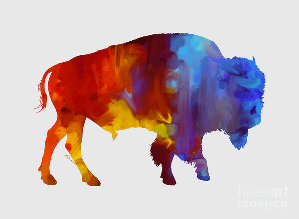 Buffalo Poster featuring the painting Colorful Buffalo by Hailey E Herrera