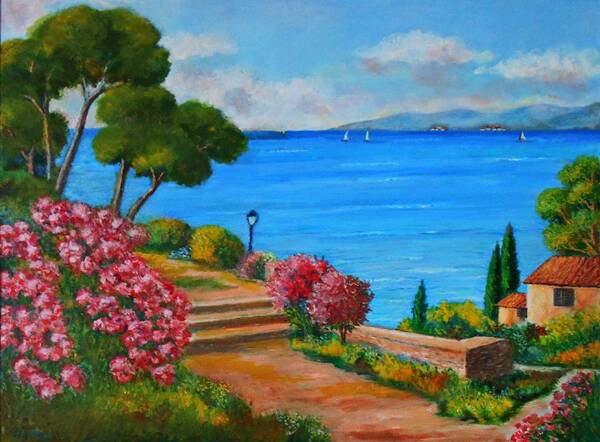 Corfu Poster featuring the painting Corfu Island-greece by Konstantinos Charalampopoulos