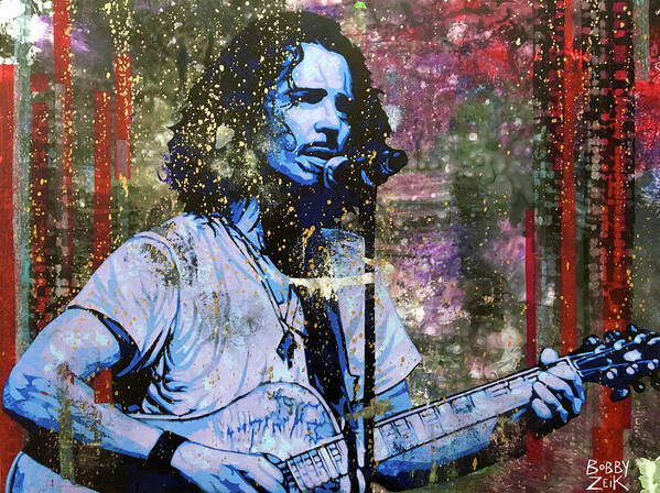 Chris Cornell Poster featuring the painting Cornell - Steel Rain by Bobby Zeik
