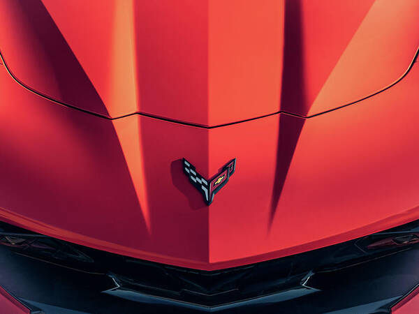 Corvette Poster featuring the digital art Corvette C8 Badge by Douglas Pittman