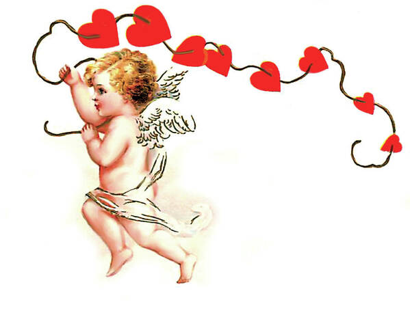 Cupid Poster featuring the digital art Cupid with Hearts by Long Shot