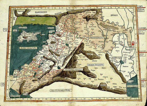 Cyprus Poster featuring the drawing Cyprus Syria Babylonia and Judea by Ptolemy