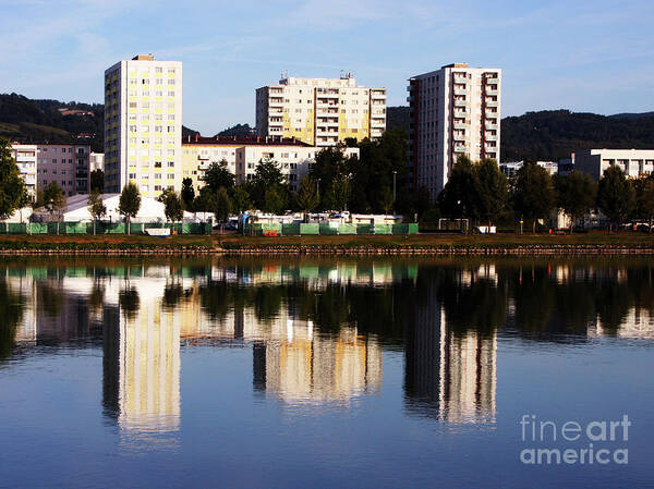 Water Reflection Poster featuring the photograph Danube River Reflections - Linz by Rick Locke - Out of the Corner of My Eye