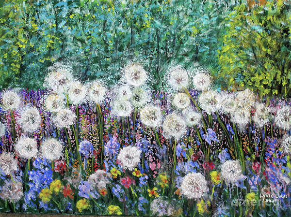 Flowers Poster featuring the painting Delightful Dandelions by Lyric Lucas