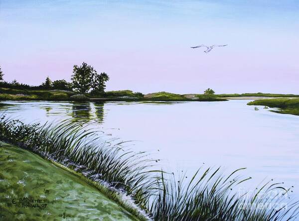 Landscape Poster featuring the painting Delta at Dusk by Elizabeth Robinette Tyndall