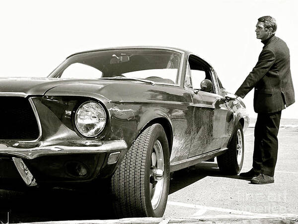Bullitt Poster featuring the mixed media Detective Lieutenant Frank Bullitt, Steve McQueen, 1968 Ford Mustang GT 390 by Thomas Pollart