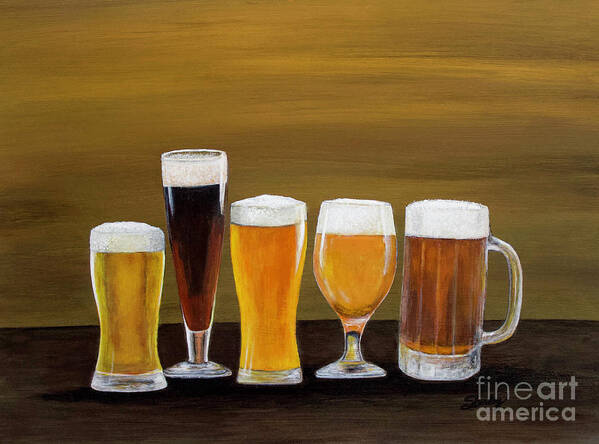 Draught Beer Poster featuring the painting Draft Lineup by Shirley Dutchkowski