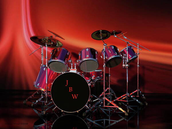 Drum Set Poster featuring the digital art Drum Set by Michael Wimer