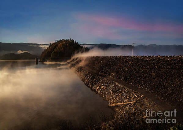 Morning Poster featuring the photograph Early Morning Fog on South Holston by Shelia Hunt