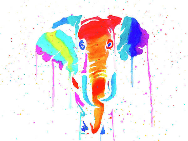 Elephant Poster featuring the painting Elephant Drip Art by Deborah League
