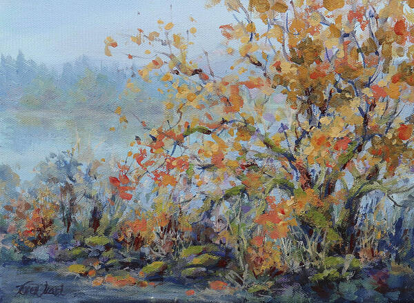 Landscape Poster featuring the painting End of Autumn by Karen Ilari