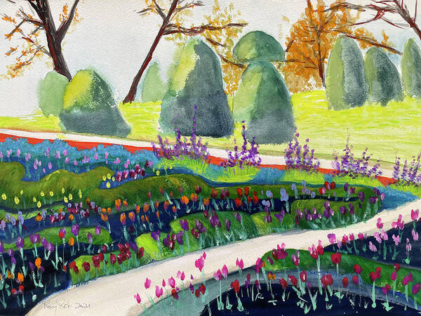 Tulips Poster featuring the painting English Tulip Garden by Roxy Rich