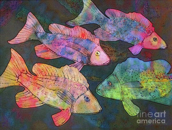 Fish Poster featuring the digital art fish painting - New School by Sharon Hudson