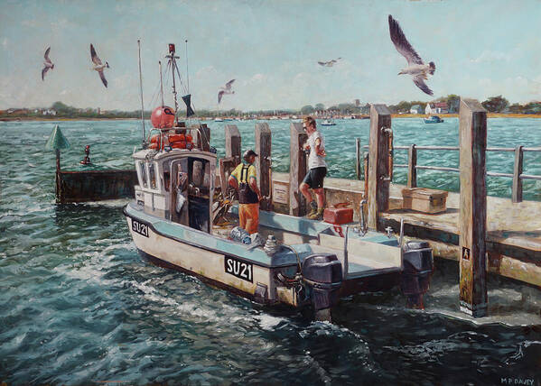 Fishing Poster featuring the painting Fishing Boat at Mudeford Quay by Martin Davey