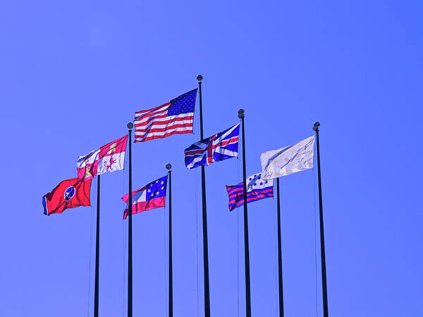 America Poster featuring the photograph Flags On A Blue Sky by David Desautel