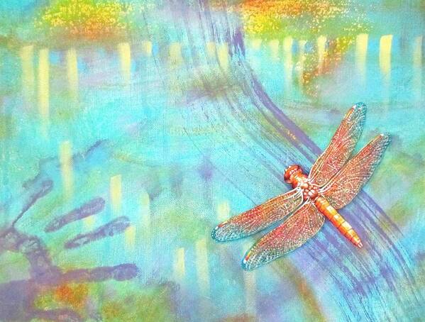Dragonfly Poster featuring the painting Flame Dragonfly by Pamela Kirkham