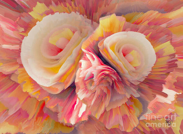 Gift Marriage Poster featuring the mixed media Spring pink roses bathed in sunlight. by Elena Gantchikova