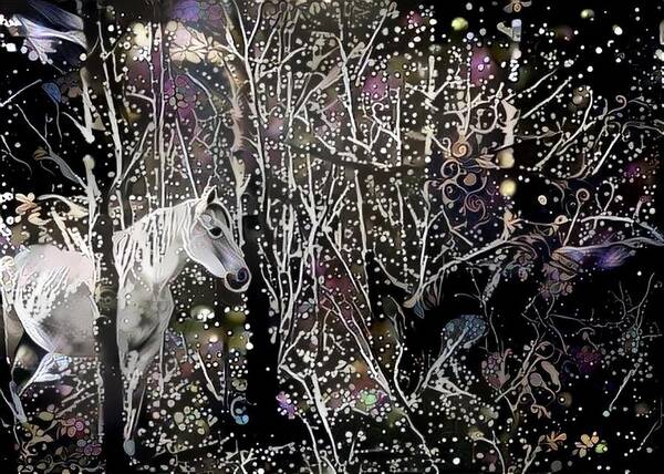 Horse Poster featuring the digital art Forest Tryst 2 by Listen To Your Horse