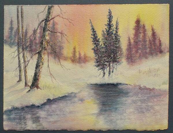 Watercolor Poster featuring the painting Fox Creek at Sunset by Carolyn Rosenberger