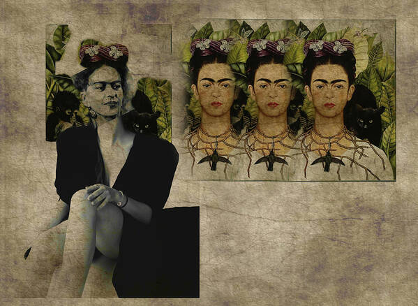 Frida Kahlo Art Poster featuring the mixed media Frida Kahlo Vision by Paul Lovering