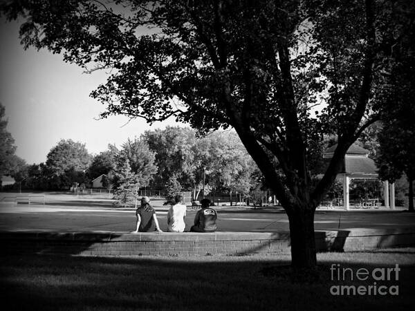 Monochrome Poster featuring the photograph Friends At The Park - Black and White by Frank J Casella