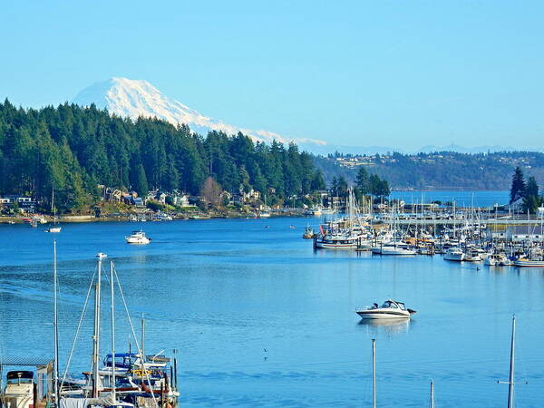 Landscape Poster featuring the photograph Gig Harbor/Mt. Rainier by Bill TALICH