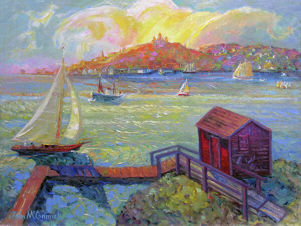 Gloucester Harbor Poster featuring the painting Gloucester Harbor Summertime by John McCormick