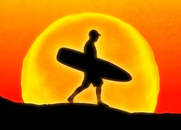 Surfer Poster featuring the digital art Goin' for A Surf by Andreas Thust