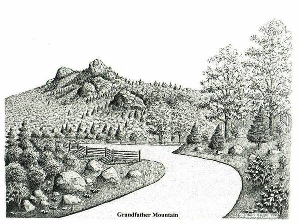 Grandfather Mountain Poster featuring the drawing Grandfather Mountain by Lee Pantas