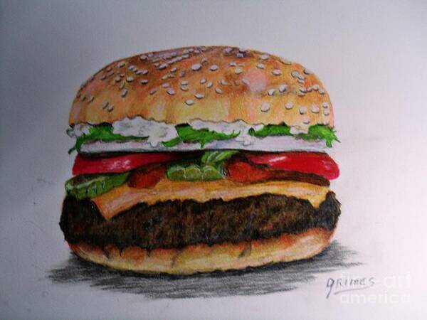 Hamburger Poster featuring the painting Hamburger #5 by Carol Grimes