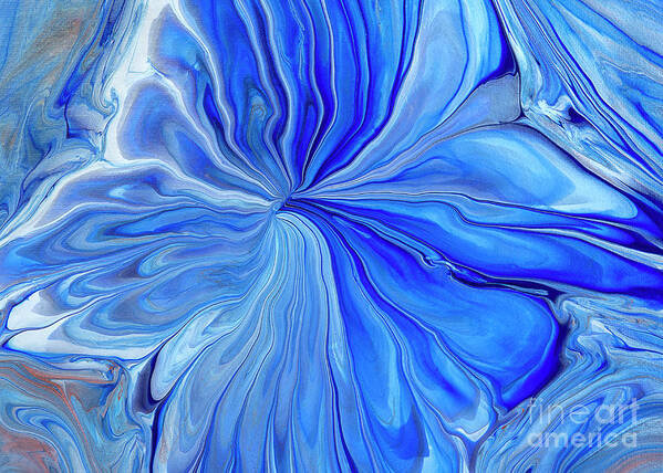 Acrylic Pour Poster featuring the painting Hibiscus Blues by Elisabeth Lucas