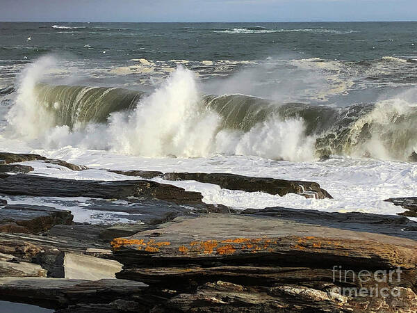 Winter Poster featuring the photograph High Surf Cape Elizabeth by Jeanette French