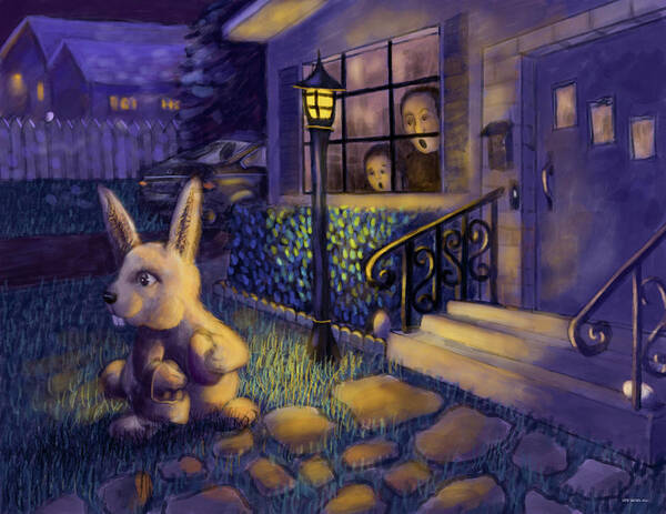Easter Bunny Poster featuring the digital art Hippity Hoppity by Larry Whitler