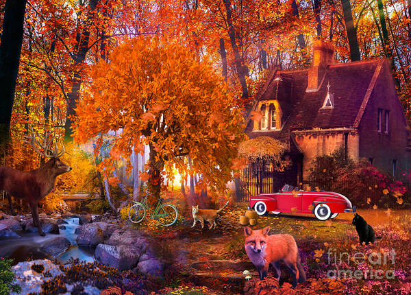 Holidays Poster featuring the digital art Hom For The Holidays With Car by MGL Meiklejohn Graphics Licensing