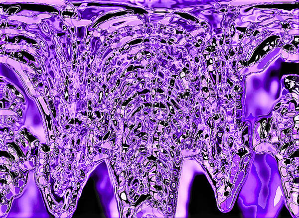 Abstract Art Poster featuring the digital art Icicle Formation - Purple by Ronald Mills