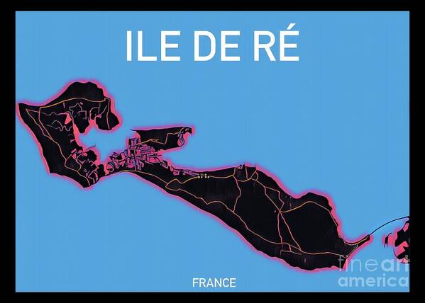 Ile De Re Poster featuring the digital art Ile de Re Map by HELGE Art Gallery