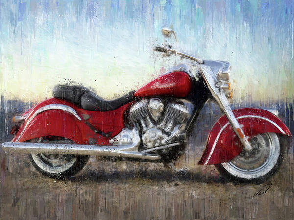 Motorcycle Poster featuring the painting Indian Chief Motorcycle by Vart by Vart