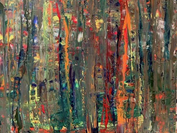 Abstract Poster featuring the painting Into the Woods 1 by Teresa Moerer