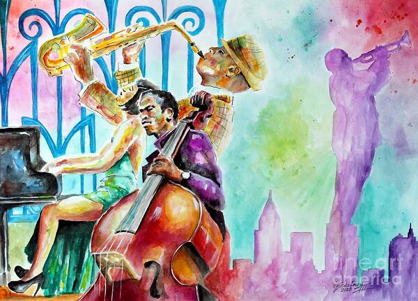 Jazz Poster featuring the painting Jazzy feeling II by Henry Blackmon