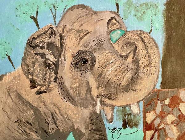 Kaavan Poster featuring the painting Kaavan World's Loneliest Elephant Rescued By Cher by Melody Fowler