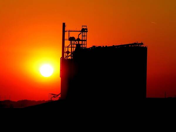 Kansas Poster featuring the photograph Kansas Grain Elevator Sunset by Keith Stokes