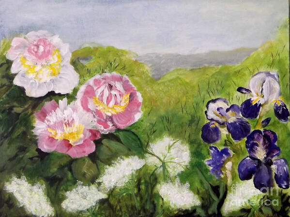 Peony Poster featuring the painting Kathryn's Flowers #2 by Carol Kovalchuk