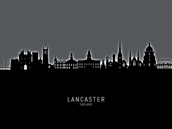 Lancaster Poster featuring the digital art Lancaster England Skyline #35 by Michael Tompsett