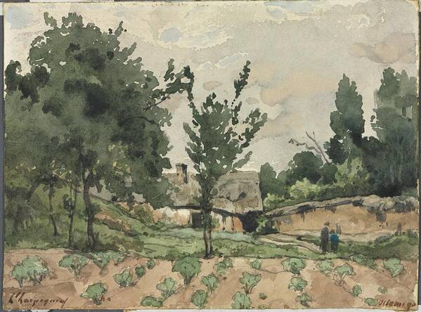Landscape With Farmhouse 1892 Henri Joseph Harpignies Poster featuring the painting Landscape with Farmhouse 1892 Henri Joseph Harpignies by MotionAge Designs