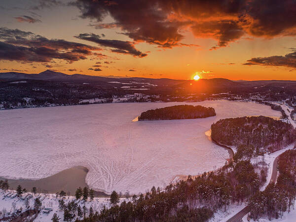 Ice Poster featuring the photograph Late Winter Sunset Island Pond, VT by John Rowe