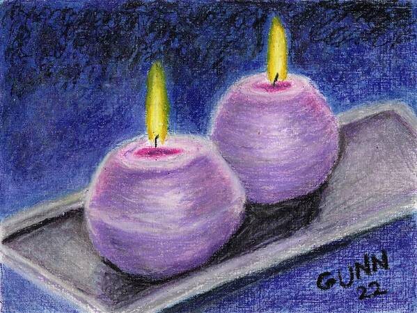 Candle Poster featuring the pastel Lavender Scented Candles by Katrina Gunn