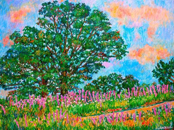 Landscape Poster featuring the painting Liatris Flowers at Doughton Park by Kendall Kessler