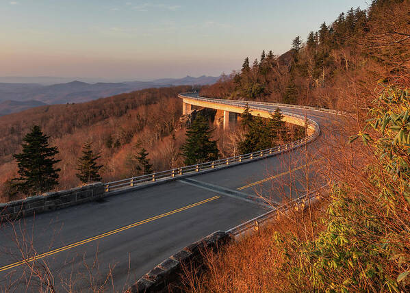 Blue Ridge Parkway Poster featuring the photograph Linn Cove Viaduct Golden Hour by Donnie Whitaker